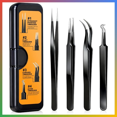 Precision tweezers set pack - tweezers, 4